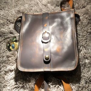 Distressed brown/gray crossbody bag
